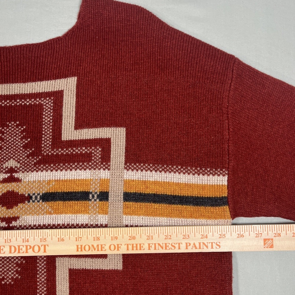 Pendleton Women's XL Sweater Red Lambswool Blend Southwest Aztec Geometric Print - Picture 12 of 13
